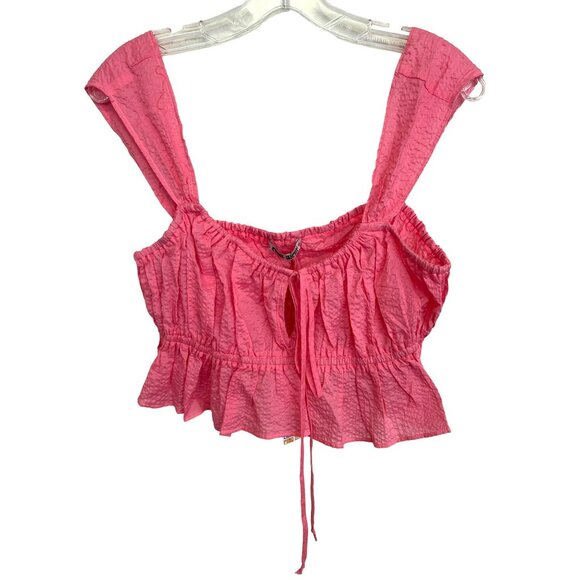 Ciao Lucia $245 Cinetta Melon Pink Seersucker Crop Top Size Small NWT - Picture 3 of 7